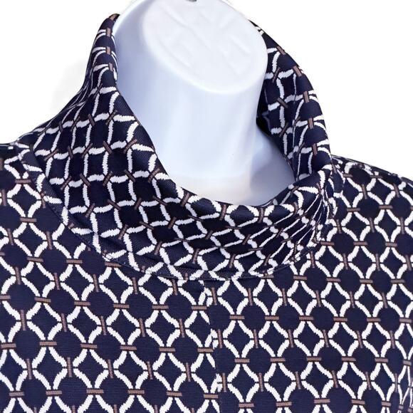 Top It Off Meghan Navy Geometric Print Turtleneck Dress Small NWT Workwear Chic - Picture 3 of 8